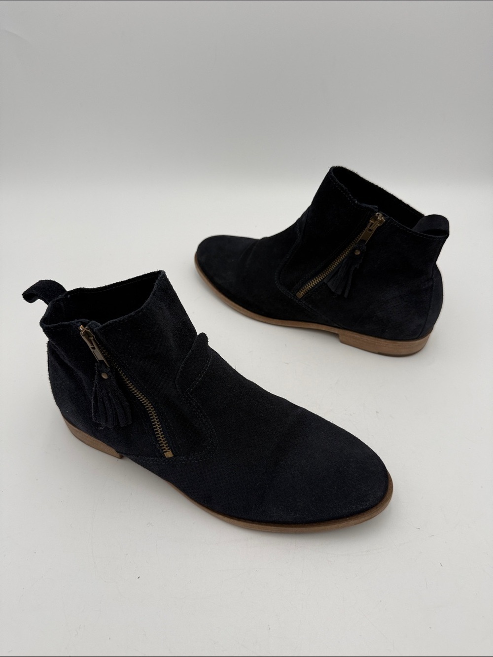 Tomaris navy Suede Ankle Boots 40 with Side Zipper Tasse casual office retro